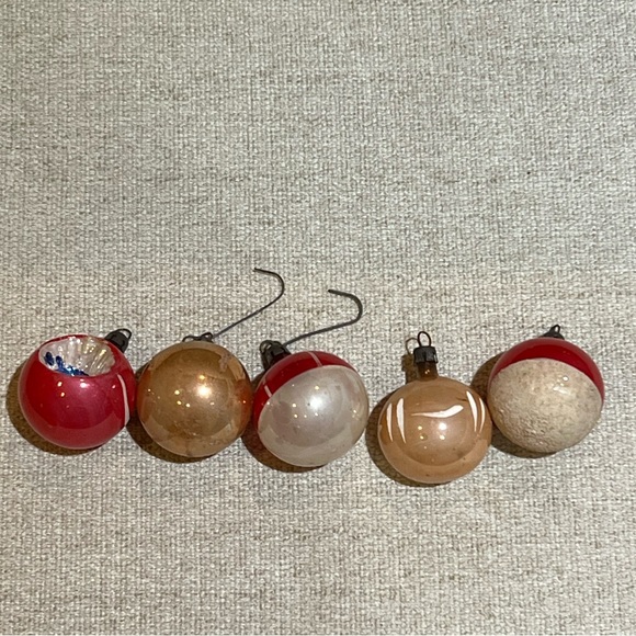 Antique Mini Hand Painted Glass Ornaments Lot of 5 - Picture 7 of 9